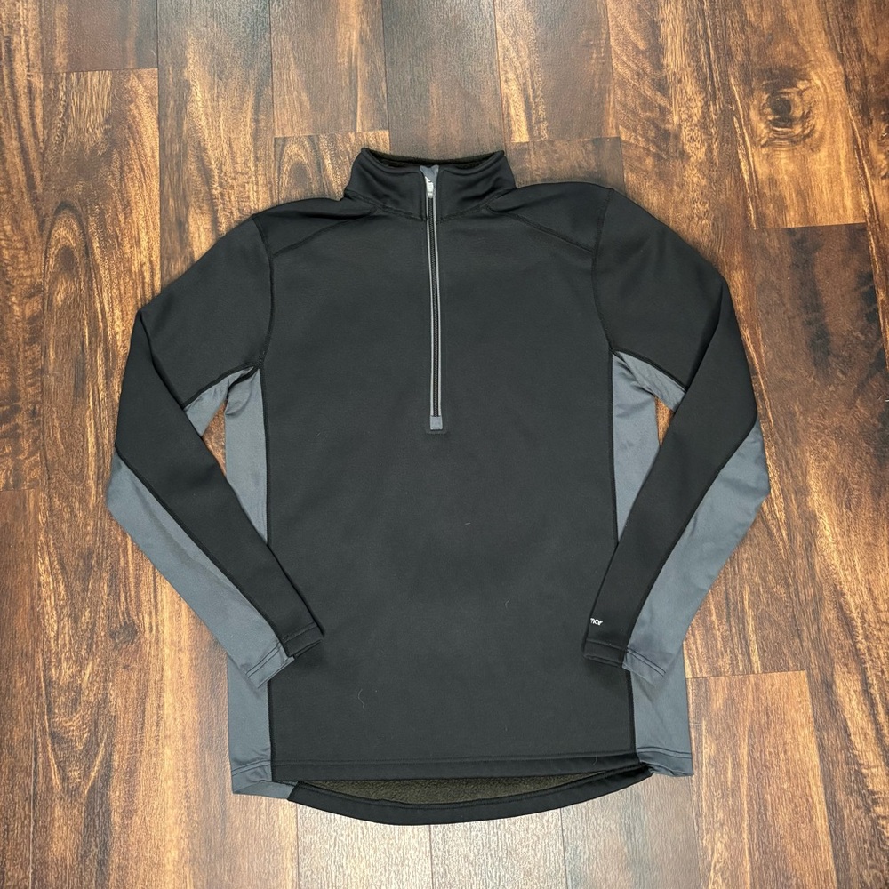 Terramar Men's Black and Gray Quarter-Zip Jacket lined size L